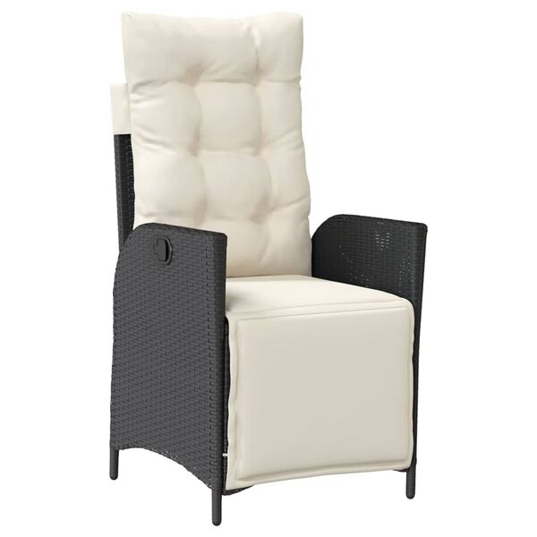 vidaXL 3 Piece Garden Dining Set with Cushions Black Poly Rattan