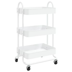 vidaXL 3-Tier Trolley White 43x34x79 cm Steel
