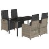 vidaXL 5 Piece Garden Dining Set with Cushions Grey Poly Rattan