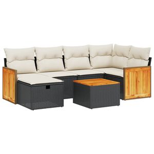 vidaXL 6 Piece Garden Sofa Set with Cushions Black Poly Rattan