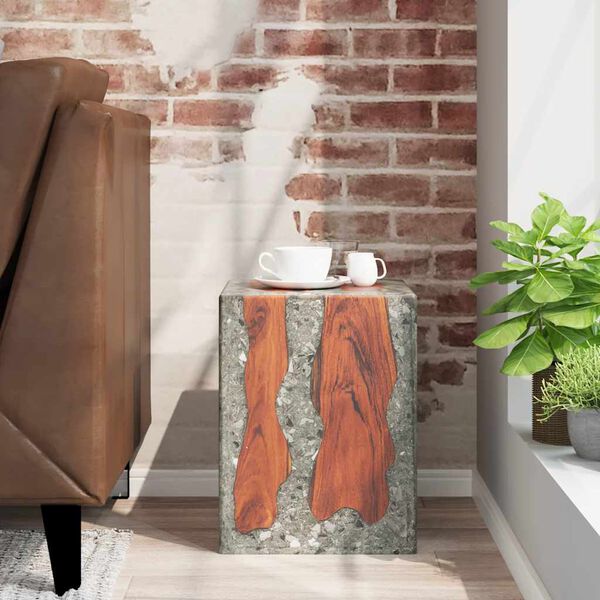 vidaXL Stool Solid Teak Wood and Resin