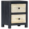 vidaXL Hand Carved Bedside Cabinet Grey 40x30x50 cm Solid Mango Wood