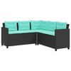 vidaXL Garden Sofa with Table and Cushions L-Shaped Black Poly Rattan