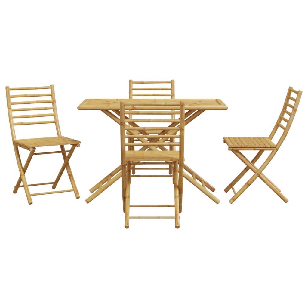vidaXL 5 Piece Garden Dining Set Bamboo