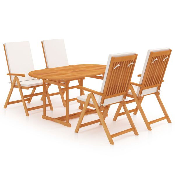 vidaXL 5 Piece Garden Dining Set with Cushions Solid Teak Wood