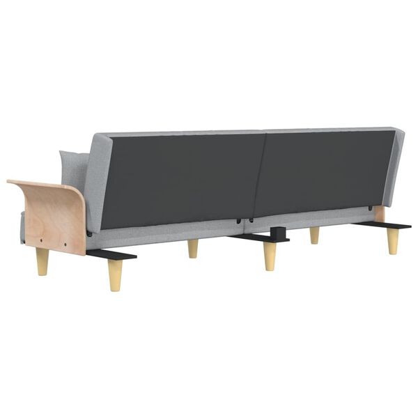 vidaXL Sofa Bed with Armrests Light Grey Fabric