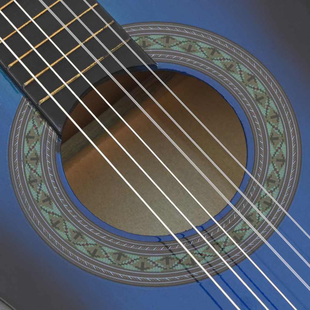 vidaXL 8 Piece Classical Guitar Beginner Set Blue 1/2 34"