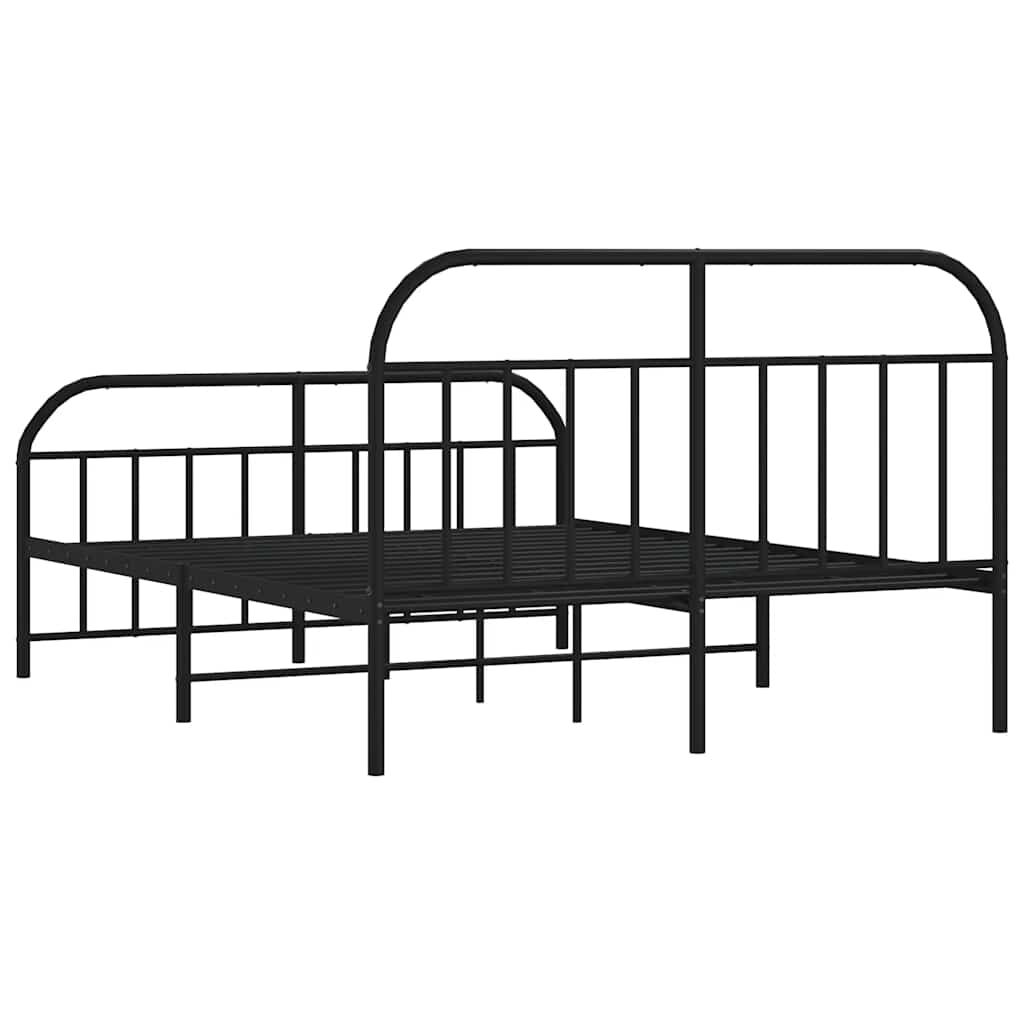 vidaXL Metal Bed Frame without Mattress with Footboard Black 150x200cm