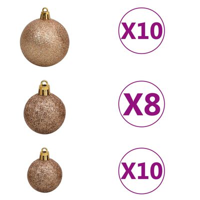 vidaXL Artificial Hinged Christmas Tree 300 LEDs & Ball Set 180 cm