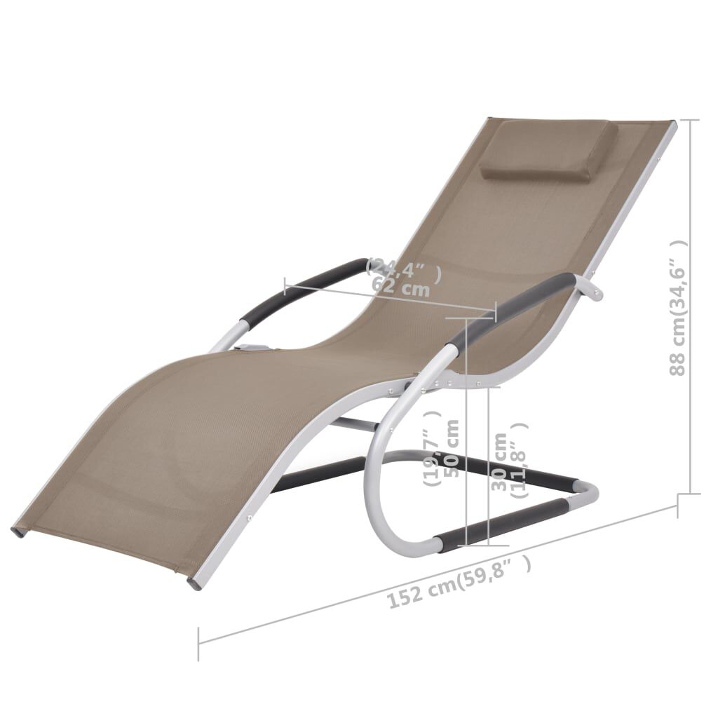 vidaXL Sun Lounger with Pillow Aluminium and Textilene Taupe