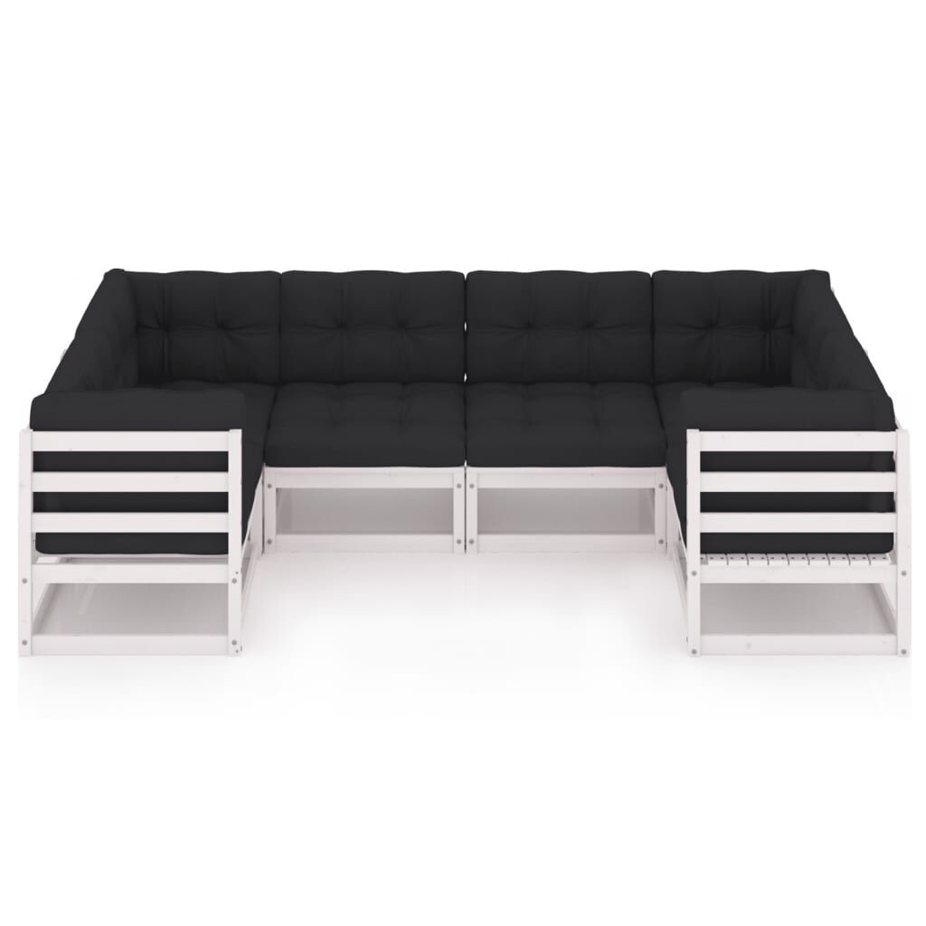 vidaXL 6 Piece Garden Lounge Set with Cushions White Solid Pinewood