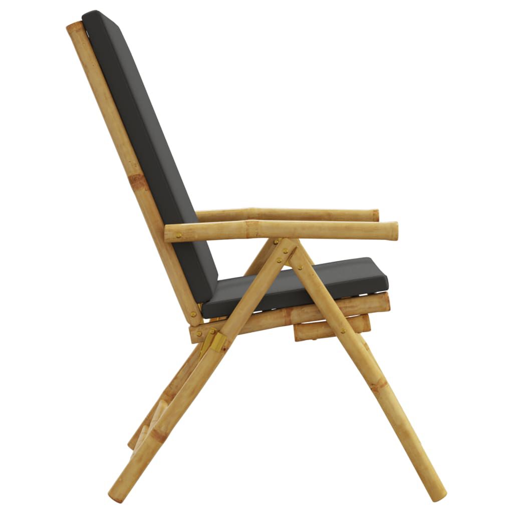 vidaXL Folding Garden Reclining Chairs 2 pcs with Cushions Bamboo