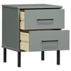 vidaXL Bedside Cabinet with Metal Legs Grey Solid Wood Pine OSLO