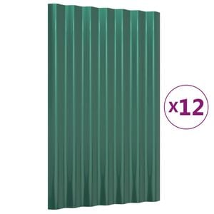 vidaXL Roof Panels 12 pcs Galvanised Steel Green 60x36 cm
