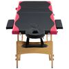 vidaXL Foldable Massage Table 3 Zones Wood Black and Pink