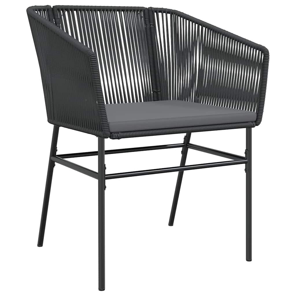 vidaXL 3 Piece Garden Dining Set with Cushions Black Poly Rattan Glass