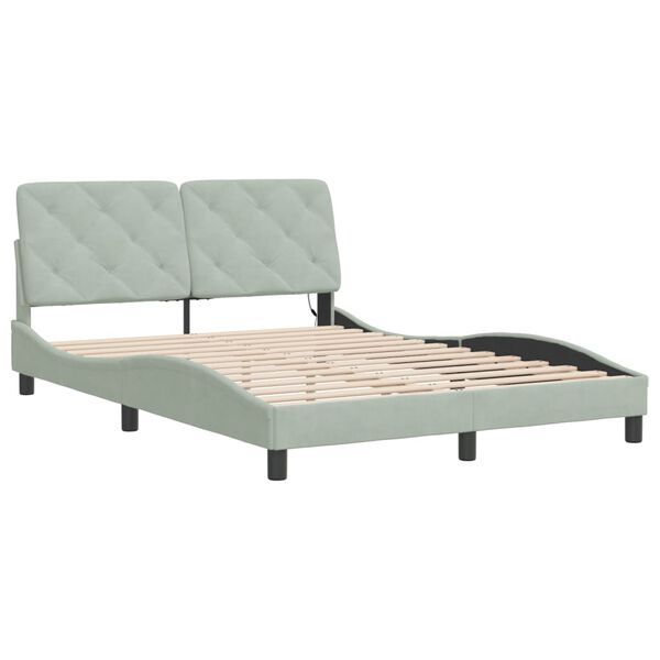 vidaXL Bed Frame with LED without Mattress Light Grey 137x190 cm Velvet