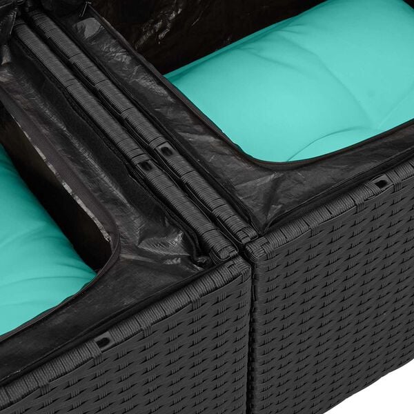 vidaXL Garden Sofa Set 9 pcs Black and turquoise 319 x 154 x 85 cm