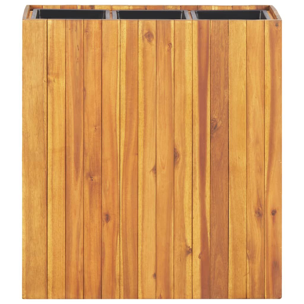 vidaXL Garden Raised Bed with 3 Pots Solid Acacia Wood