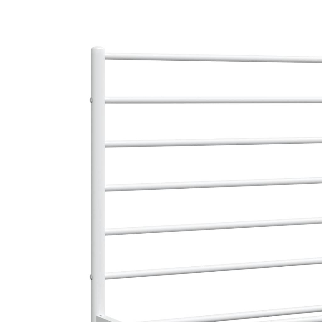 vidaXL Metal Bed Frame without Mattress with Footboard White 183x213cm