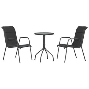vidaXL 3 Piece Garden Dining Set Black Steel
