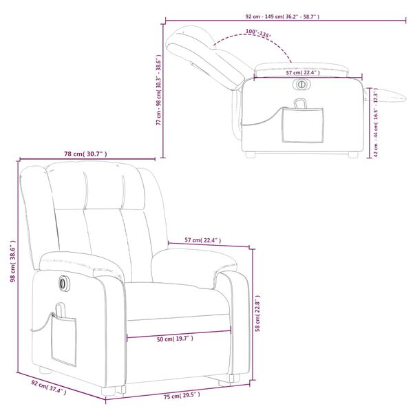 vidaXL Electric Stand up Massage Recliner Chair Dark Green Fabric