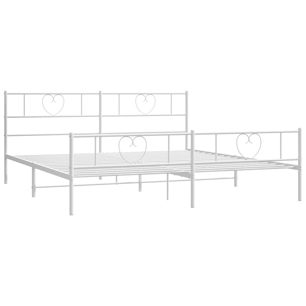 vidaXL Metal Bed Frame without Mattress with Footboard White 183x213cm