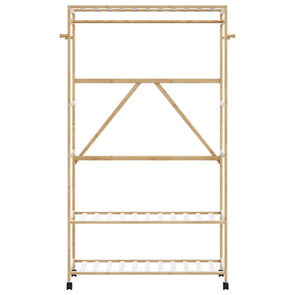 vidaXL Clothes Rack with Shelves and Wheels 110x40x180 cm Bamboo
