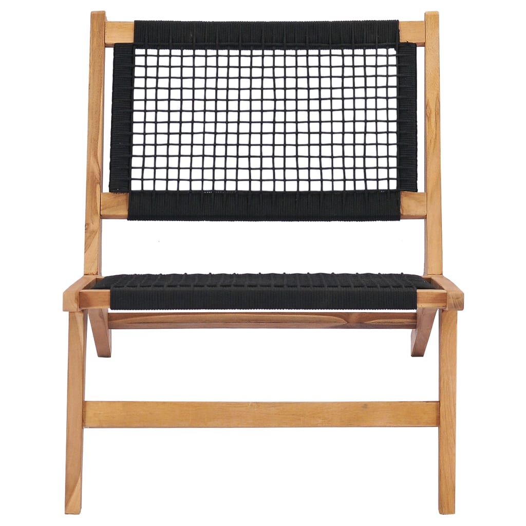 vidaXL Sun Lounger with Footrest Solid Teak Wood and Rope