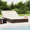 vidaXL 2-Person Sunbed with Foldable Roof Brown 213x118x97cm Poly Rattan