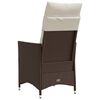 vidaXL Reclining Garden Chair with Cushions Brown Poly Rattan
