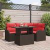 vidaXL Garden Sofa Set with Cushion 5 pcs Brown Poly rattan