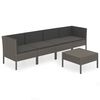 vidaXL 5 Piece Garden Lounge Set with Cushions Poly Rattan Grey