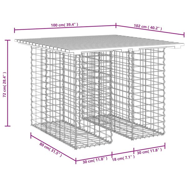 vidaXL Garden Bench Gabion Design 100x102x72 cm Solid Wood Douglas