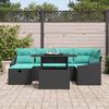 vidaXL Garden Sofa Set Height-Adjustable 7 pcs Black Poly Rattan