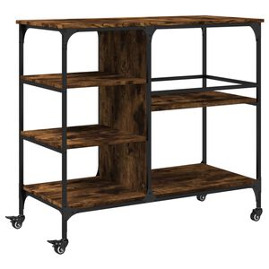 vidaXL Kitchen Trolley Smoked Oak 100x45x89.5 cm Engineered Wood