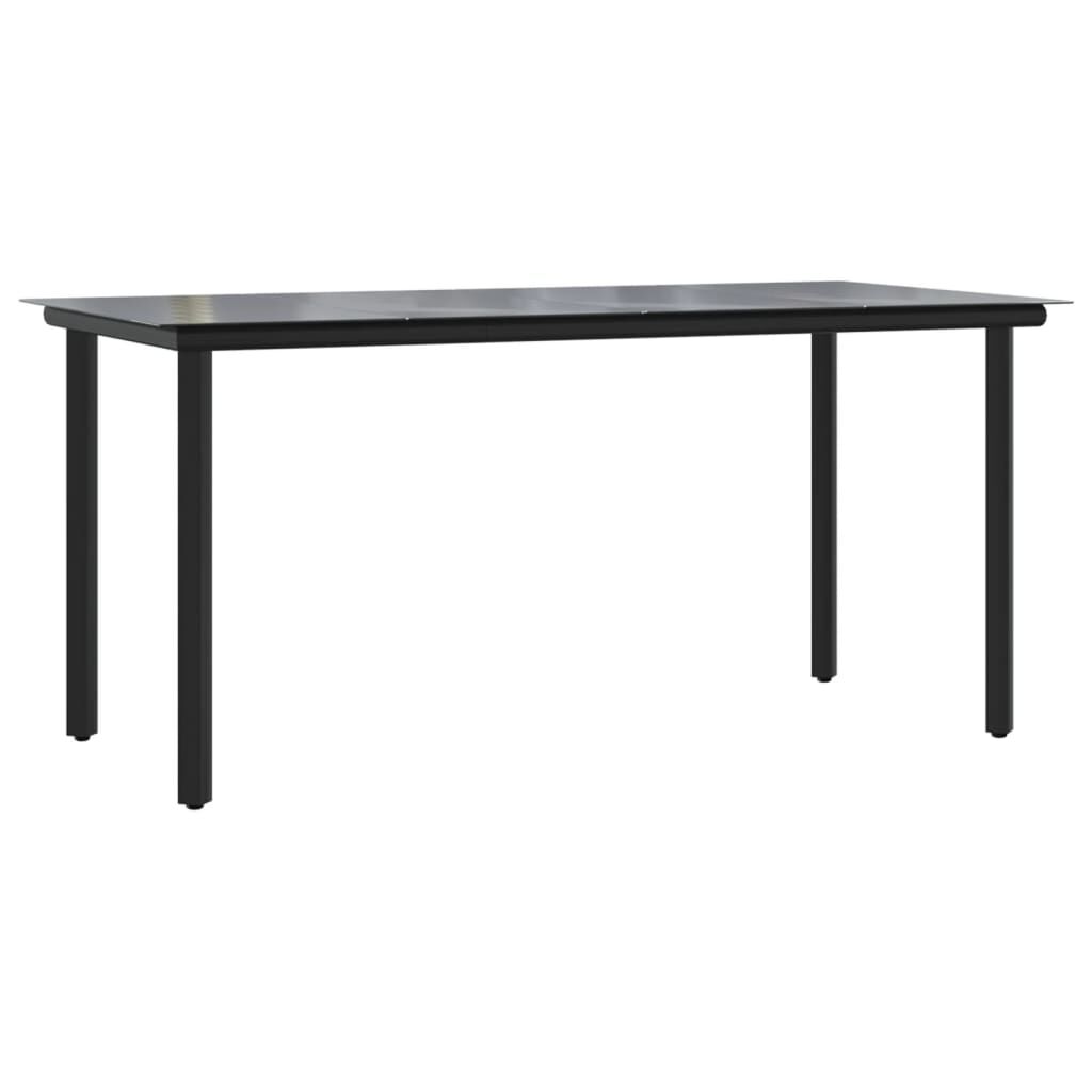 vidaXL 9 Piece Garden Dining Set with Cushions Black and Grey Poly Rattan