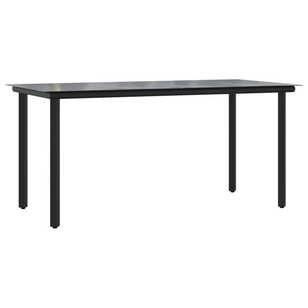 vidaXL 9 Piece Garden Dining Set with Cushions Black and Grey Poly Rattan
