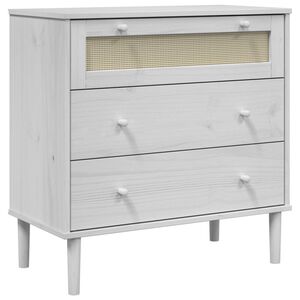 vidaXL Drawer Cabinet SENJA Rattan Look White 80x40x80 cm Solid Wood Pine