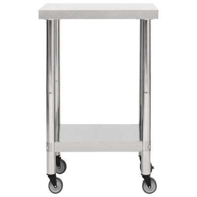 vidaXL Kitchen Work Table with Wheels 60x60x85 cm Stainless Steel