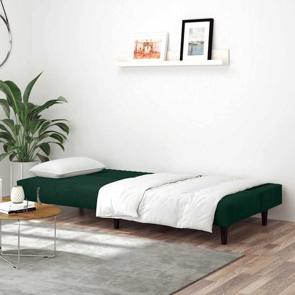 vidaXL 2-Seater Sofa Bed Dark Green Velvet