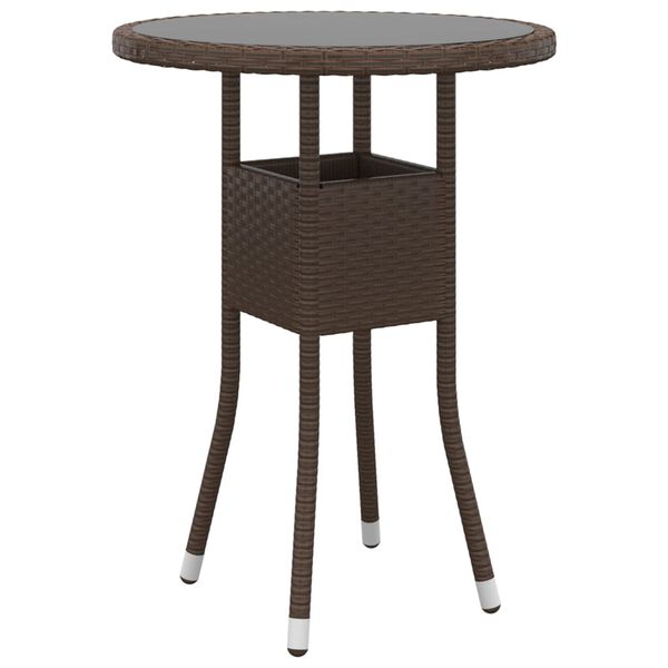 vidaXL 3 Piece Garden Dining Set Poly Rattan Brown