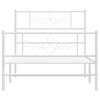 vidaXL Metal Bed Frame without Mattress with Footboard White 100x190cm