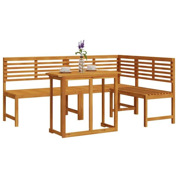 vidaXL Garden Bench Set 3 pcs Brown Solid Acacia Wood