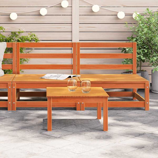 vidaXL Garden Sofas Armless 2 pcs Wax Brown 70x70x67 cm Solid Wood Pine