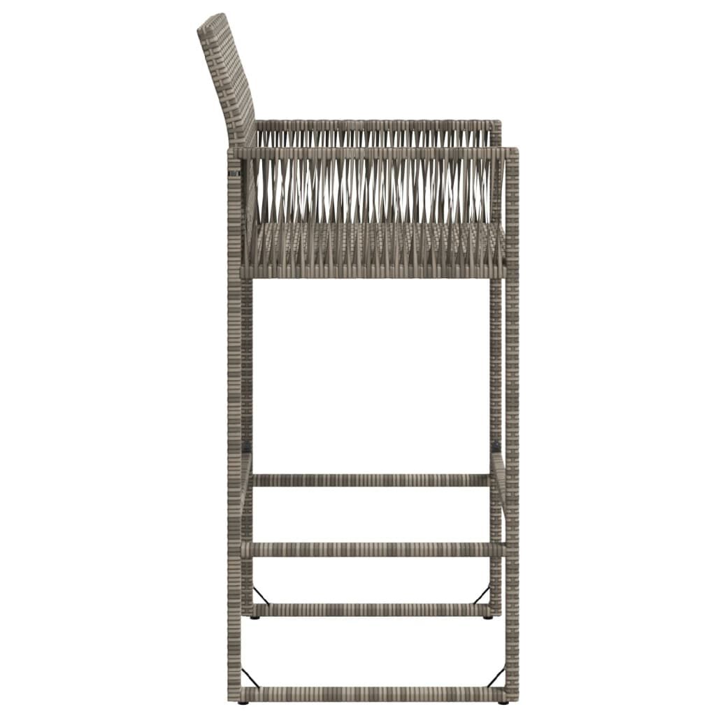 vidaXL Garden Bar Stools 2 pcs Grey Poly Rattan