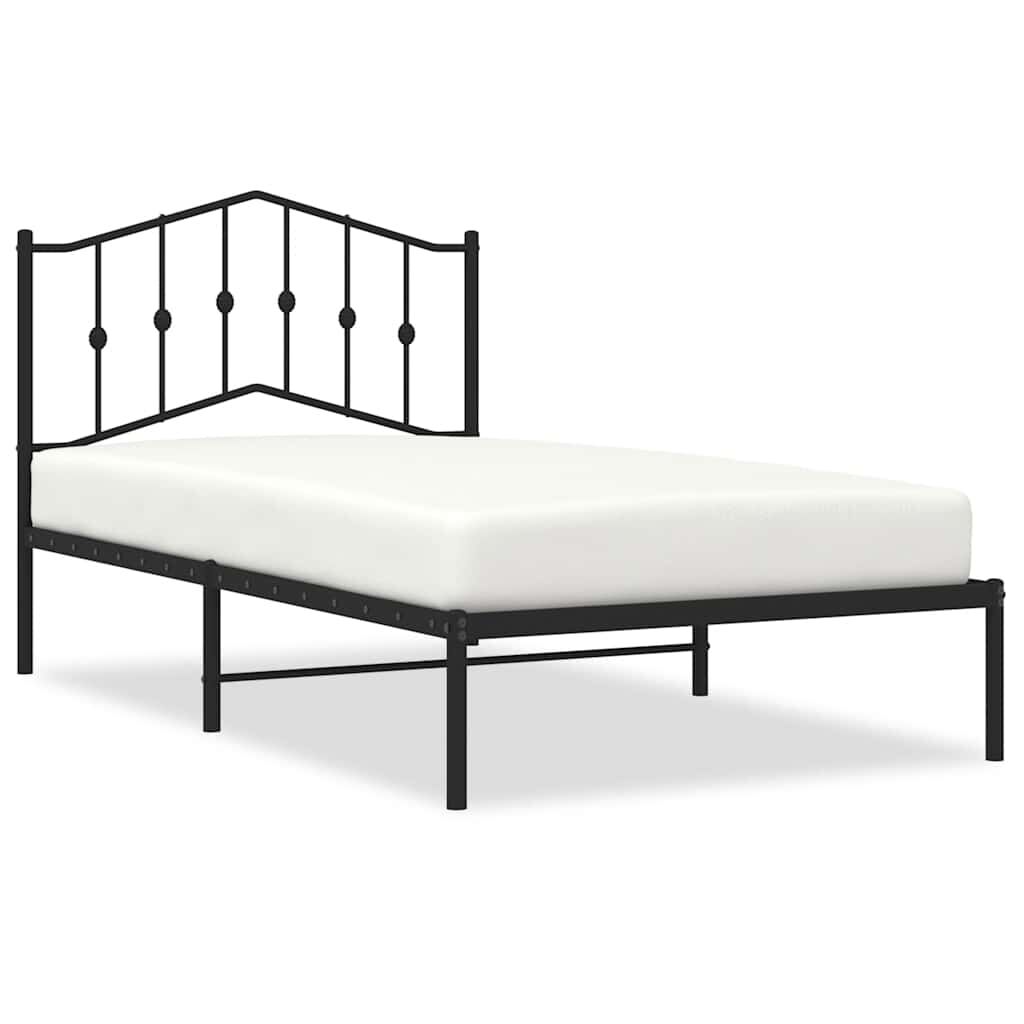 vidaXL Metal Bed Frame without Mattress with Headboard Black 100x190cm