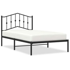 vidaXL Metal Bed Frame without Mattress with Headboard Black 100x190cm