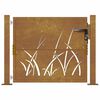 vidaXL Garden Gate 100x100 cm Corten Steel Grass Design