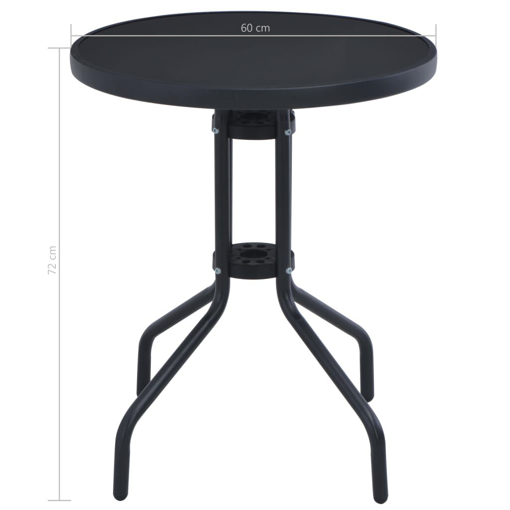 vidaXL Garden Table Black 60 cm Steel and Glass